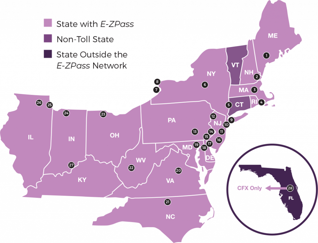 Map of participating toll facilities