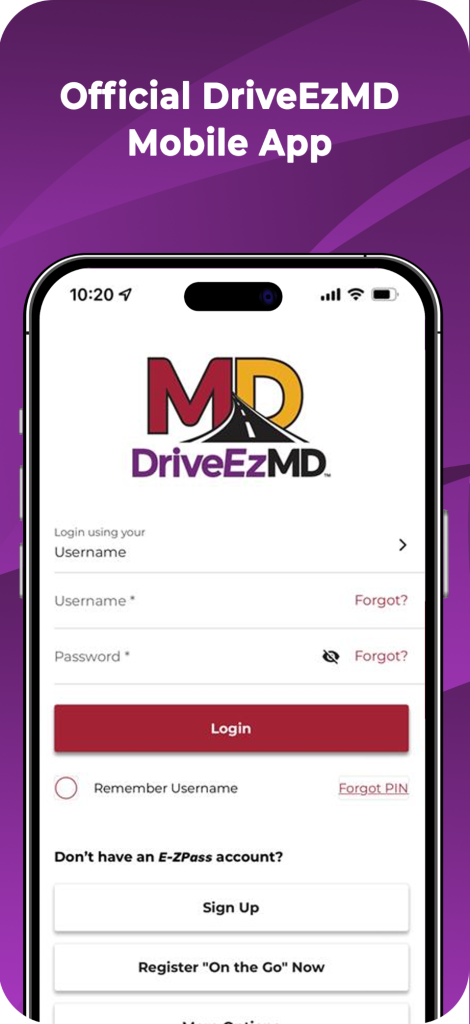 Screenshot of the DriveEzMD Mobile App Homepage